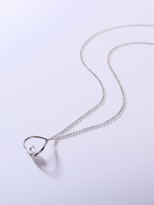 YUEFAN 925 Sterling Silver Imitation Pearl White Minimalist Lariat Necklace 1