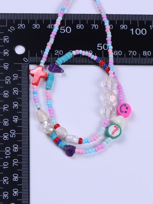 BYG Beads Stainless steel Freshwater Pearl Multi Color Glass beads Minimalist Beaded Necklace 3