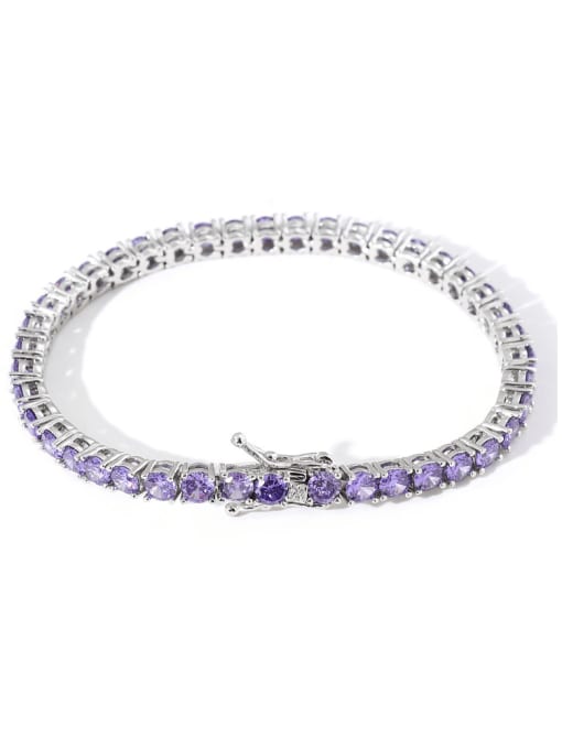 YUEFAN 925 Sterling Silver Cubic Zirconia Purple Minimalist Tennis Bracelet 0