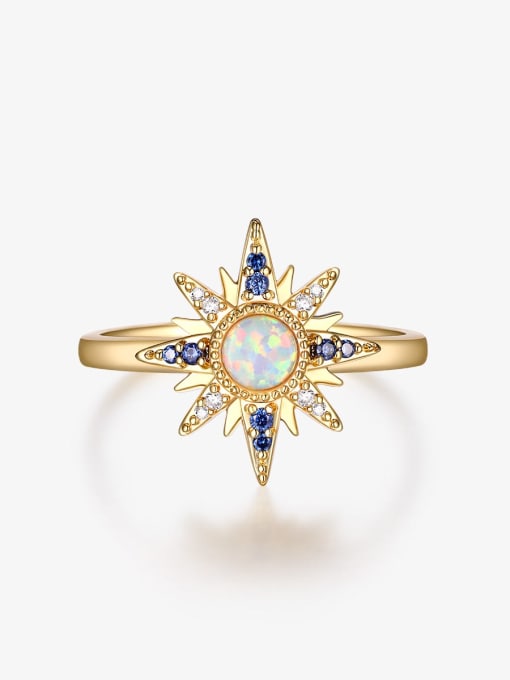OPAL 925 Sterling Silver Synthetic Opal White Minimalist Band Ring 0