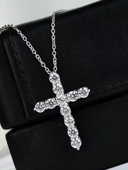 YUEFAN 925 Sterling Silver Cubic Zirconia White Religious Minimalist Lariat Necklace 1