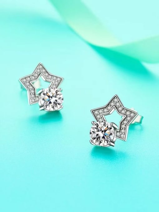 Jane Stone 925 Sterling Silver Moissanite White Minimalist Stud Earring 1