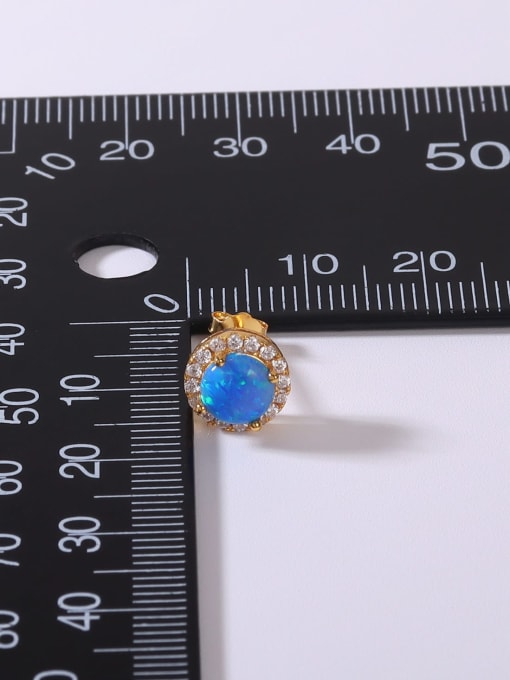 OPAL 925 Sterling Silver Synthetic Opal Blue Minimalist Stud Earring 4