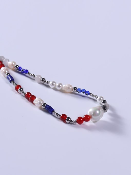 BYG Beads Stainless steel Crystal Multi Color Minimalist Beaded Necklace 1