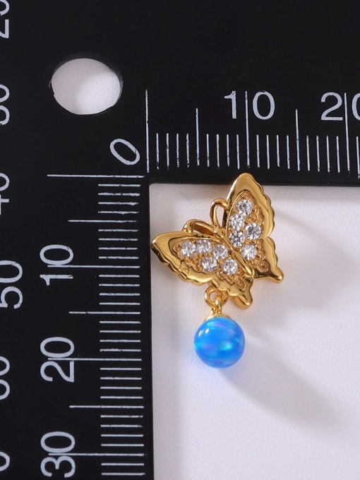 OPAL 925 Sterling Silver Synthetic Opal Multi Color Butterfly Minimalist Stud Earring 3