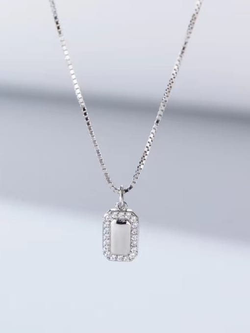 YUEFAN 925 Sterling Silver Cubic Zirconia White Minimalist Link Necklace 1