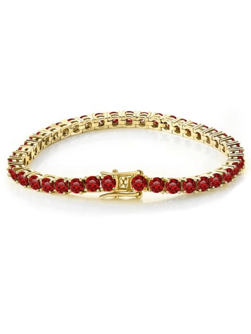 Yellow2.5mm6.5in 925 Sterling Silver Cubic Zirconia Red Minimalist Tennis Bracelet