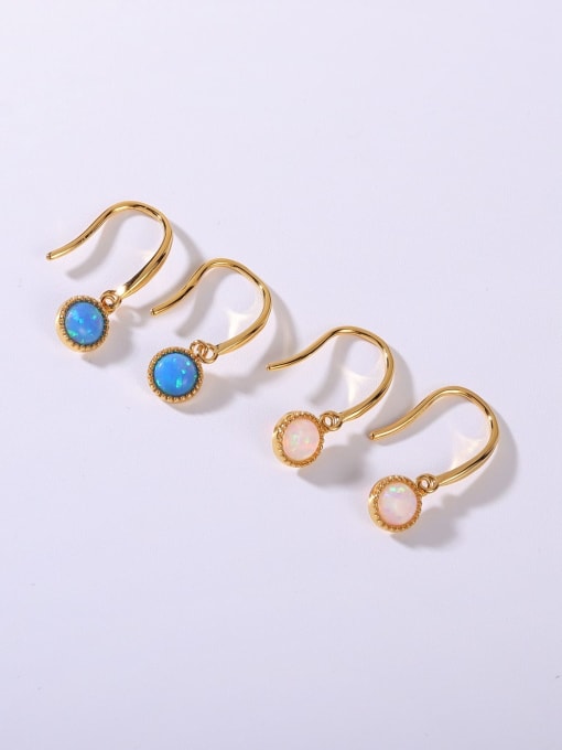 OPAL 925 Sterling Silver Synthetic Opal Multi Color Minimalist Hook Earring 0
