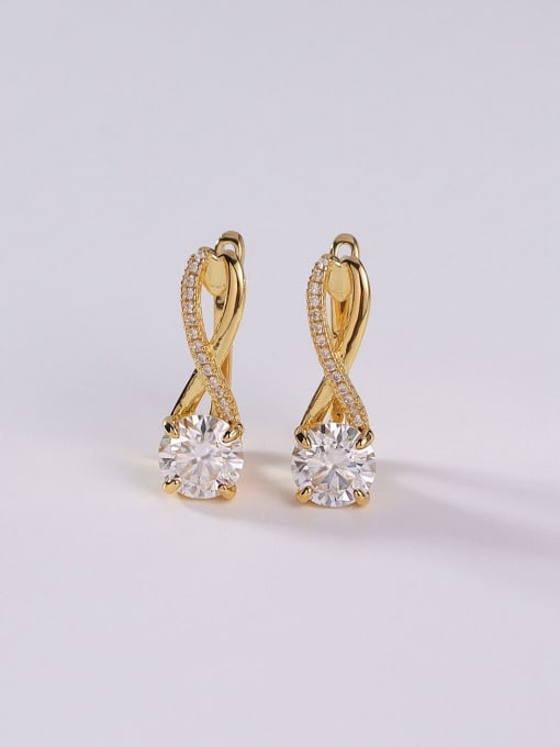 Yellow1CT+1CT 925 Sterling Silver Moissanite White Minimalist Clip Earring
