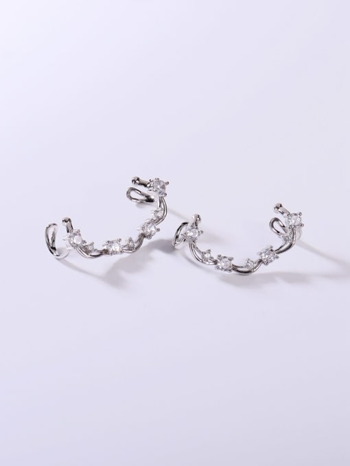 YUEFAN 925 Sterling Silver Cubic Zirconia White Minimalist Clip Earring 1