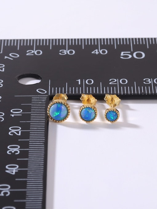 OPAL 925 Sterling Silver Synthetic Opal Multi Color Minimalist Stud Earring 1