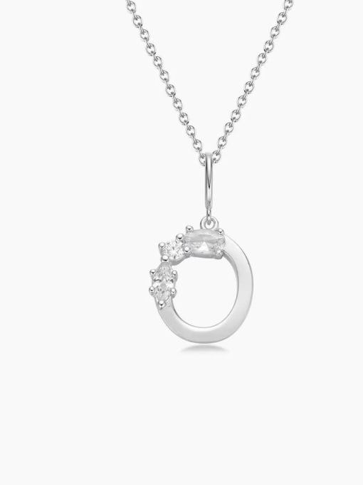 White f 925 Sterling Silver Cubic Zirconia White Minimalist Initials Necklace