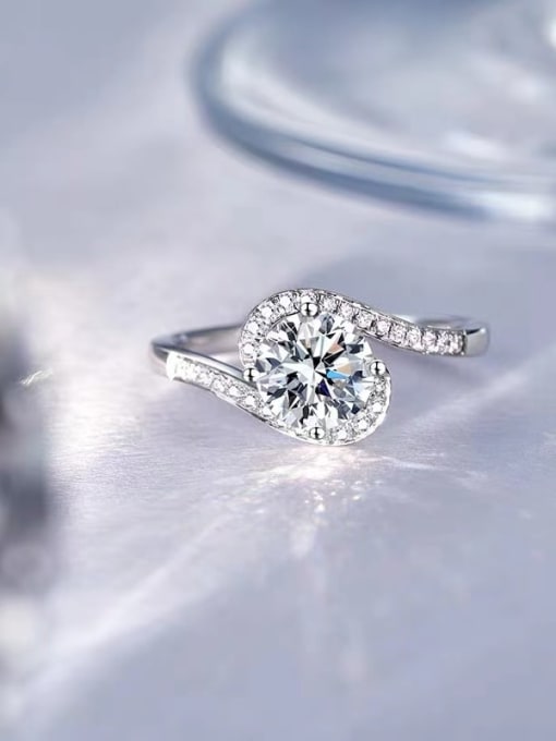 Jane Stone 925 Sterling Silver Moissanite White Minimalist Engagement Ring 0