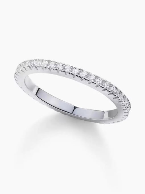 White 925 Sterling Silver Cubic Zirconia White Minimalist Band Ring
