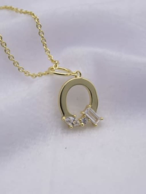 YellowQ 925 Sterling Silver Cubic Zirconia White Letter Minimalist Initials Necklace