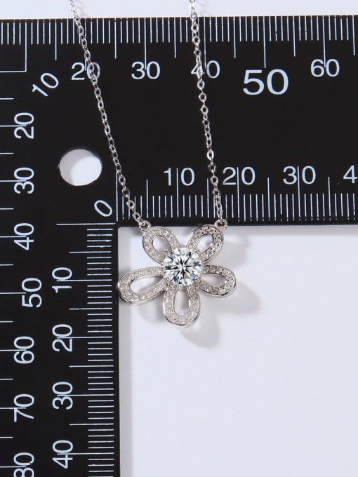 Jane Stone 925 Sterling Silver Moissanite White Flower Minimalist Link Necklace 3
