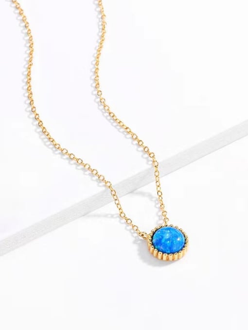 OPAL 925 Sterling Silver Synthetic Opal Blue Minimalist Lariat Necklace 2