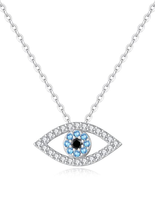 White 925 Sterling Silver Cubic Zirconia Multi Color Evil Eye Minimalist Lariat Necklace