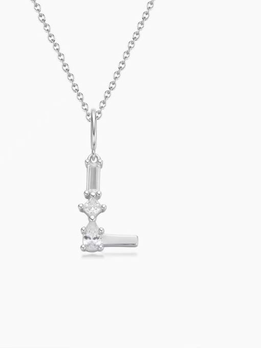 White L 925 Sterling Silver Cubic Zirconia White Minimalist Initials Necklace