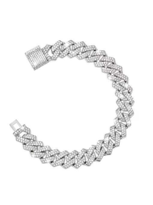 YUEFAN 925 Sterling Silver Cubic Zirconia White Minimalist Link Bracelet 0