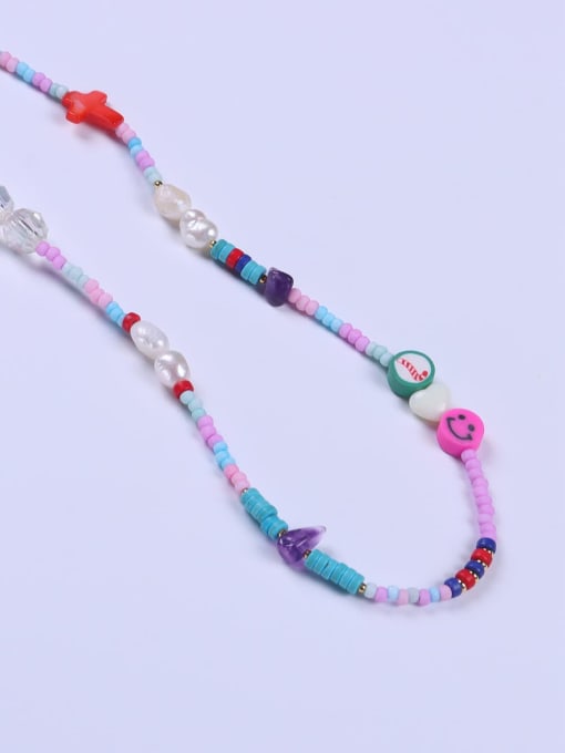BYG Beads Stainless steel Freshwater Pearl Multi Color Glass beads Minimalist Beaded Necklace 1