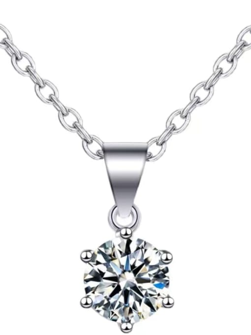 White 1ct 925 Sterling Silver Moissanite White Minimalist Link Necklace