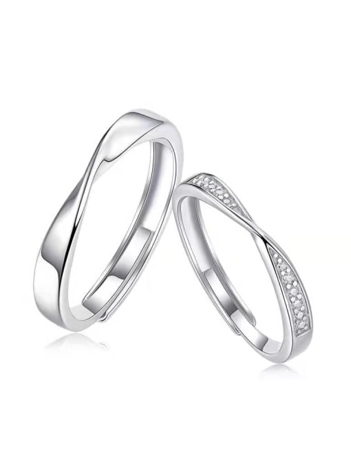 Jane Stone 925 Sterling Silver Moissanite White Minimalist Couple Ring 0
