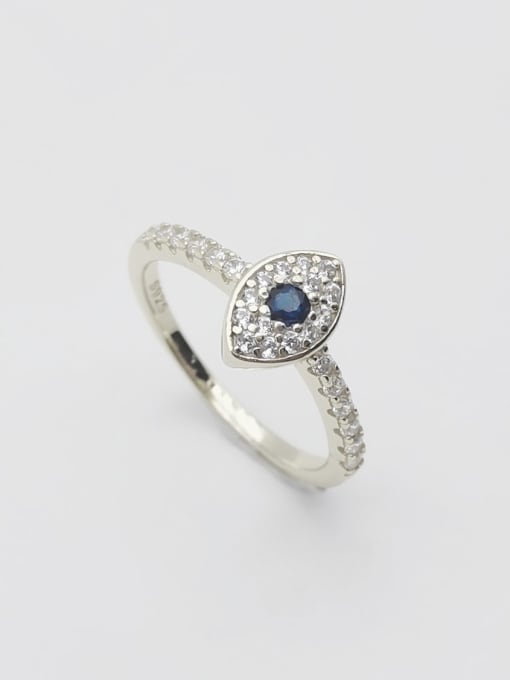White 925 Sterling Silver Cubic Zirconia Blue Minimalist Ring