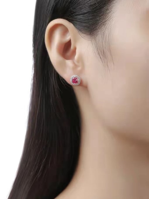 Jane Stone 925 Sterling Silver Moissanite Pink Minimalist Stud Earring 2