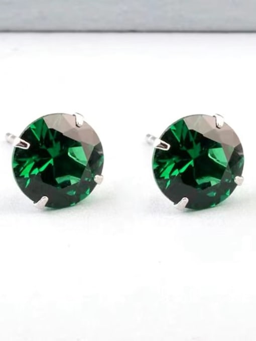 Green5mm 925 Sterling Silver Cubic Zirconia Multi Color Minimalist Stud Earring