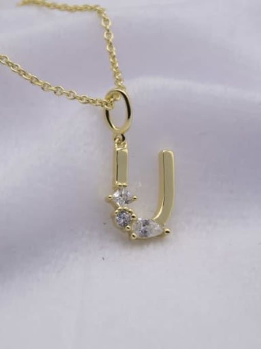YellowU 925 Sterling Silver Cubic Zirconia White Letter Minimalist Initials Necklace