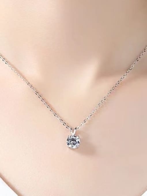 YUEFAN 925 Sterling Silver Cubic Zirconia White Minimalist Lariat Necklace 2