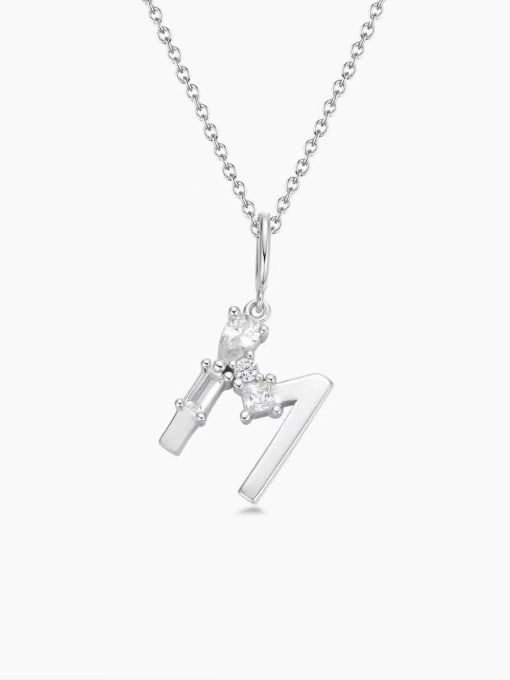White M 925 Sterling Silver Cubic Zirconia White Minimalist Initials Necklace