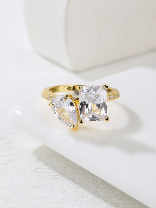 YUEFAN High Carbon Diamond White Minimalist Band Ring