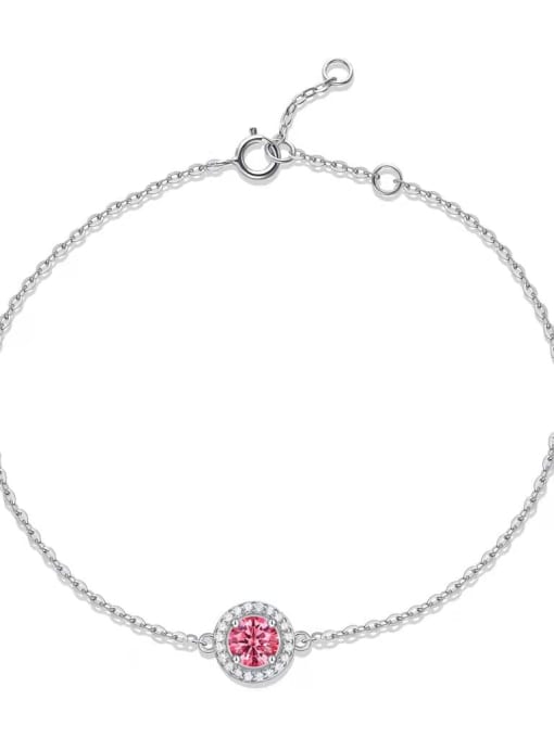 Jane Stone 925 Sterling Silver Moissanite Pink Minimalist Adjustable Bracelet