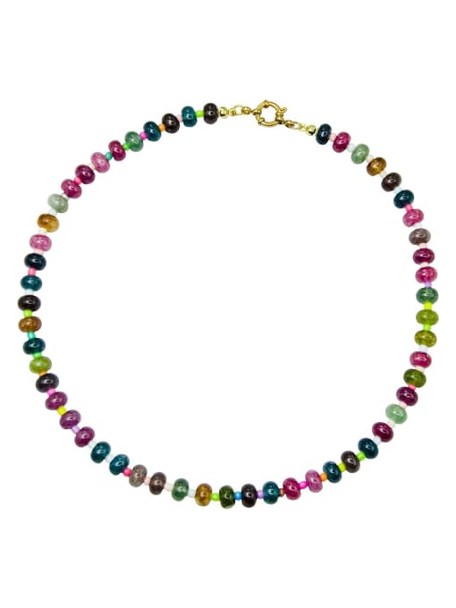 Color Brass Crystal Irregular Minimalist Cuban Necklace