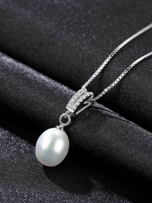 YUEFAN 925 Sterling Silver Freshwater Pearl White Minimalist Lariat Necklace 2