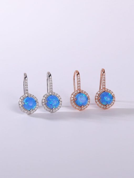 OPAL 925 Sterling Silver Synthetic Opal Multi Color Minimalist Hook Earring 0