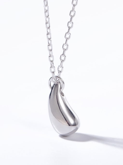 White 925 Sterling Silver Water Drop Minimalist Initials Necklace