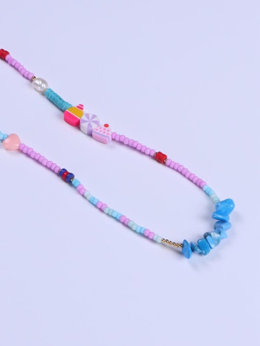 BYG Beads Titanium Steel Turquoise Multi Color Stone Minimalist Beaded Necklace 1