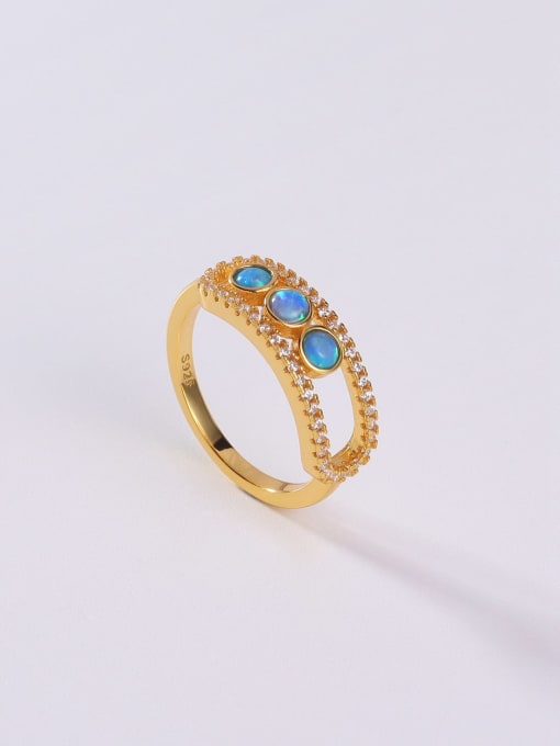 OPAL 925 Sterling Silver Synthetic Opal Multi Color Minimalist Band Ring 0
