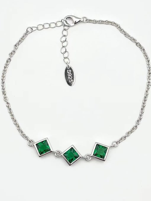 YUEFAN 925 Sterling Silver Cubic Zirconia Green Minimalist Adjustable Bracelet 3