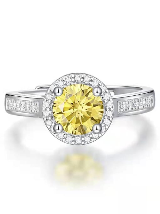 Jane Stone 925 Sterling Silver Moissanite Yellow Dainty Band Ring 1