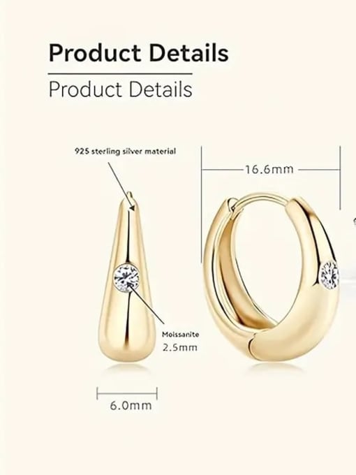 Jane Stone 925 Sterling Silver Moissanite White Minimalist Drop Earring 3