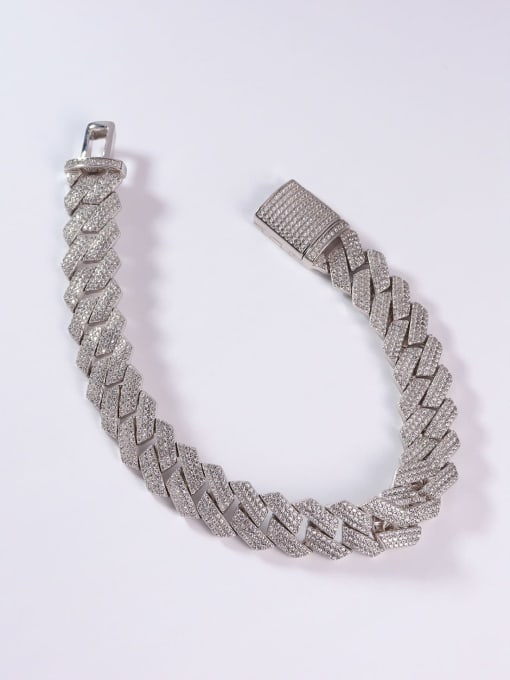 YUEFAN 925 Sterling Silver Cubic Zirconia White Minimalist Link Bracelet 1