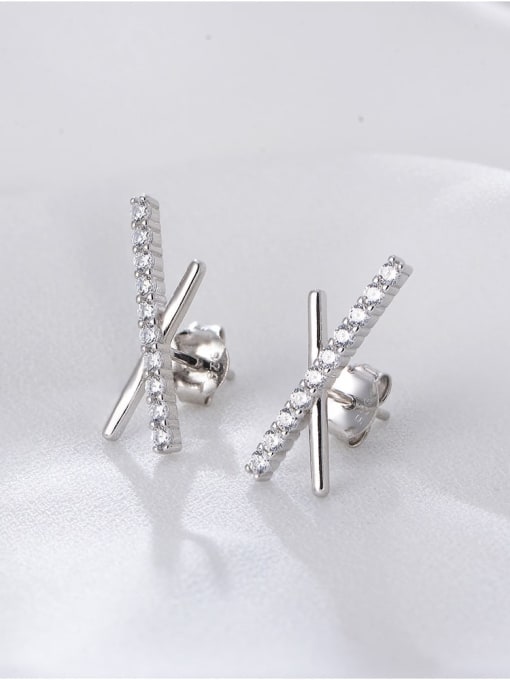 YUEFAN 925 Sterling Silver Cubic Zirconia White Minimalist Stud Earring 3
