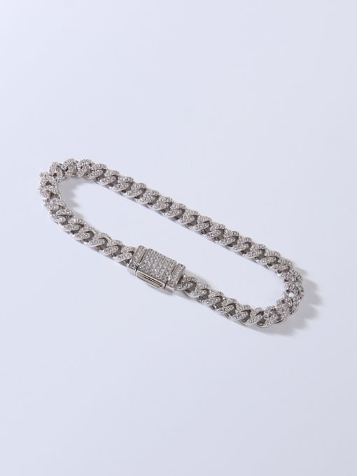 White 925 Sterling Silver Cubic Zirconia White Minimalist Link Bracelet
