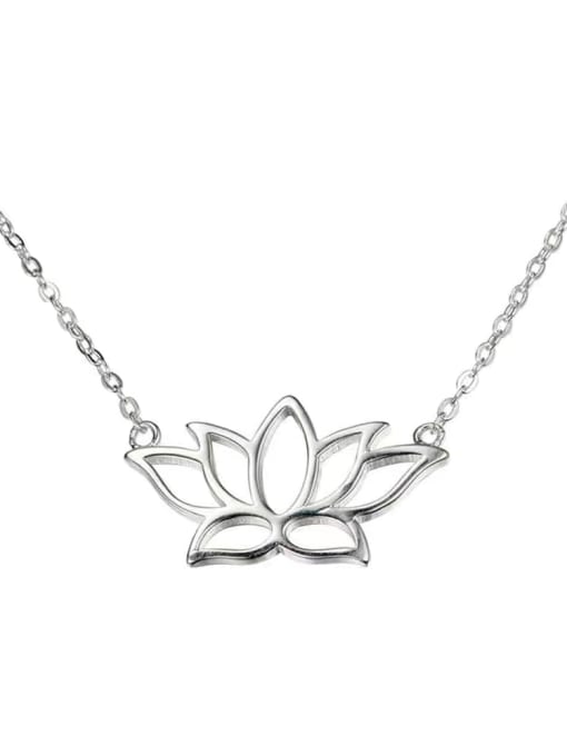 White 925 Sterling Silver Flower Minimalist Lariat Necklace