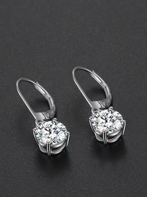 White0.5ct+0.5ct 925 Sterling Silver Moissanite White Minimalist Drop Earring