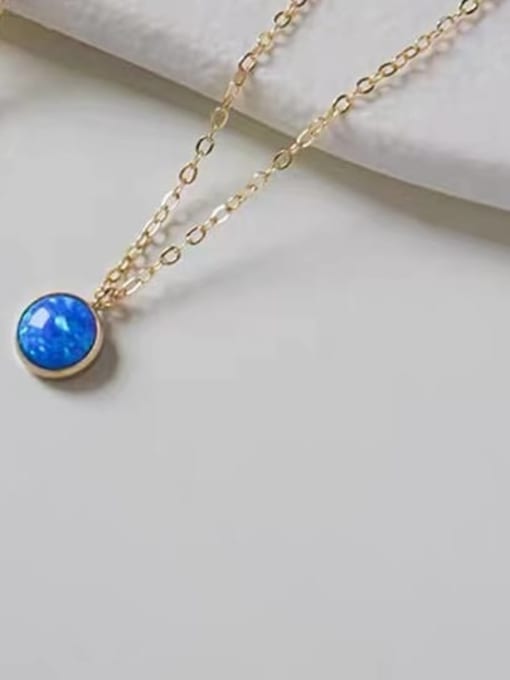 OPAL 925 Sterling Silver Synthetic Opal Blue Minimalist Link Necklace 5
